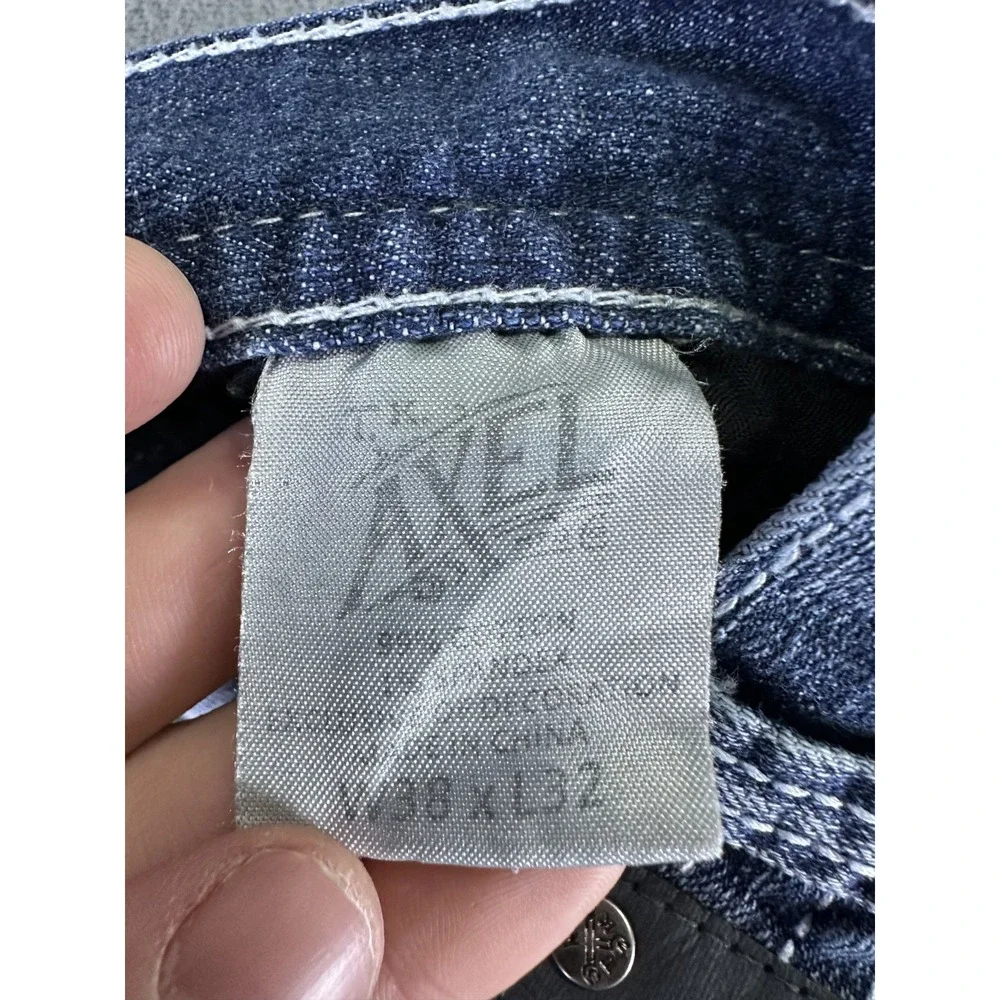 TK Axel Jeans Mens 38x32 Blue Vintage Bootcut Cowboy Flap Pocket Embroidered Y2K